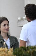 LILY COLLINS on the Set of Emily in Paris in Paris 08/16/2019
