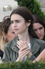 LILY COLLINS on the Set of Emily in Paris in Paris 08/16/2019