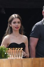 LILY COLLINS on the Set of Emily in Paris in Paris 08/16/2019