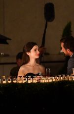 LILY COLLINS on the Set of Emily in Paris in Paris 08/17/2019