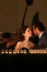 LILY COLLINS on the Set of Emily in Paris in Paris 08/17/2019