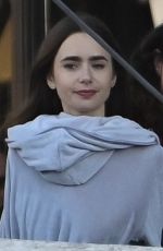 LILY COLLINS on the Set of Emily in Paris in Paris 08/19/2019