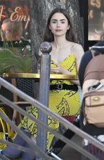 LILY COLLINS on the Set of Emily in Paris in Paris 08/19/2019