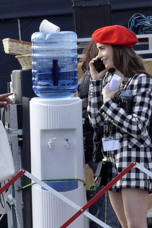 LILY COLLINS on the Set of Emily in Paris in Paris 08/20/2019