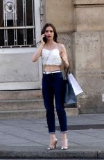 LILY COLLINS on the Set of Emily in Paris in Paris 08/28//2019