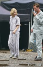 LILY JAMES on the Set of Rebecca and the Stars in Guildford 08/08/2019
