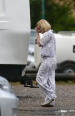 LILY JAMES on the Set of Rebecca and the Stars in Guildford 08/08/2019