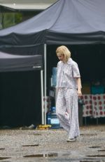 LILY JAMES on the Set of Rebecca and the Stars in Guildford 08/08/2019