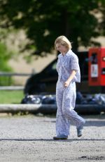 LILY JAMES on the Set of Rebecca and the Stars in Guildford 08/08/2019