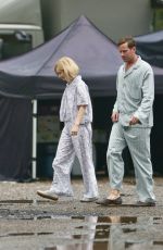 LILY JAMES on the Set of Rebecca and the Stars in Guildford 08/08/2019