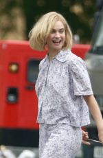 LILY JAMES on the Set of Rebecca and the Stars in Guildford 08/08/2019