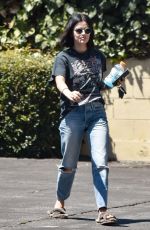 LUCY HALE in Ripped Denim Out and About in Los Angeles 08/13/2019