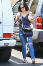 LUCY HALE in Ripped jeans out for Coffee in Studio City 07/29/2019
