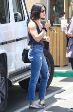 LUCY HALE in Ripped jeans out for Coffee in Studio City 07/29/2019