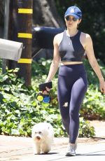 LUCY HALE in Tights Out with her Dog Elvis in Studio City 08/01/2019