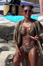 MELANIE BROWN in Bikini at a Beach in Capri 08/04/2019