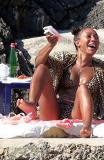 MELANIE BROWN in Bikini at a Beach in Capri 08/04/2019