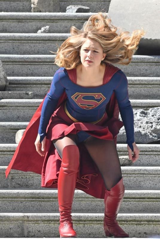 MELISSA BENOIST –  Old vs New Supergirl Suit