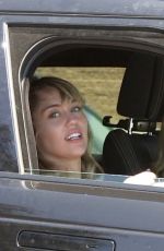 MILEY and TISH CYRUS Out Driving in Los Angeles 08/17/2019