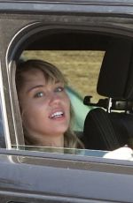 MILEY and TISH CYRUS Out Driving in Los Angeles 08/17/2019