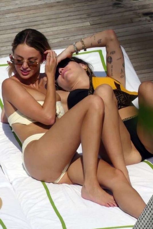 MILEY CYRUS and KAITLYNN CARTER in Bikinis at Yacht in Italy 08/10/2019