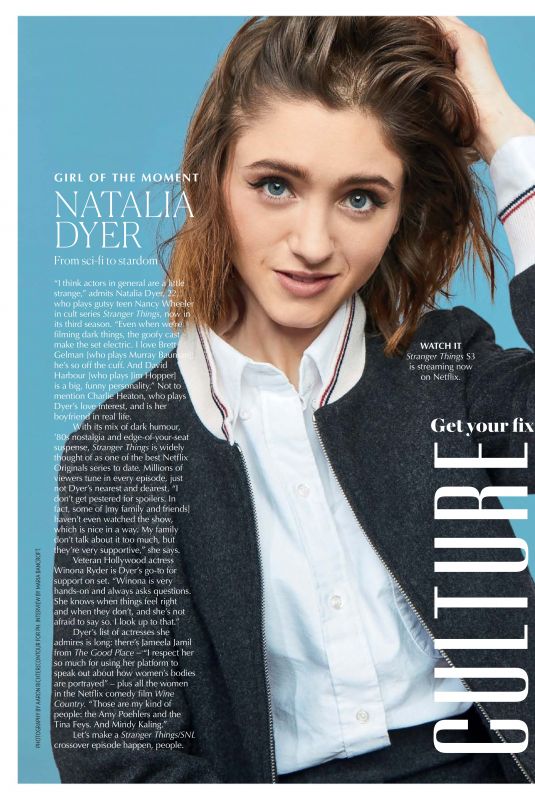 NATALIA DYER in Marie Claire Magazine, Australia September 2019