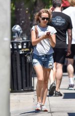 NATALIE PORTMAN in Denim Shorts Out for Lunch in Los Feliz 08/15/2019