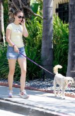 NATALIE PORTMAN in Denim Shorts Out with Her Dog in Los Angeles 08/05/2019