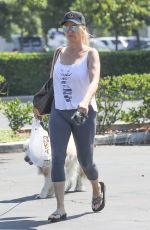 NICOLLETTE SHERIDAN Out with Her Dog in Calabasas 08/08/2019