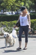 NICOLLETTE SHERIDAN Out with Her Dog in Calabasas 08/08/2019