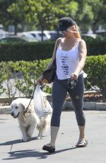NICOLLETTE SHERIDAN Out with Her Dog in Calabasas 08/08/2019
