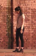 OLIVIA MUNN Filming Night Scene for Violet in Los Angeles 08/20/2019