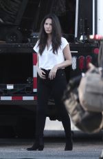OLIVIA MUNN on the Set of Violet in Los Angeles 08/21/2019