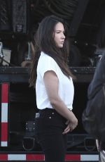 OLIVIA MUNN on the Set of Violet in Los Angeles 08/21/2019