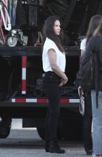 OLIVIA MUNN on the Set of Violet in Los Angeles 08/21/2019