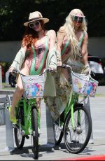 PHOEBE PRICE and MARCELA IGLESIAS Out for a Bike Ride in Hollywood 07/31/2019