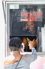 Pregnant CHRISTINA MILIAN Assists Customers at Her Beignet Box Food Truck 08/01/2019