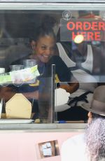 Pregnant CHRISTINA MILIAN Assists Customers at Her Beignet Box Food Truck 08/01/2019