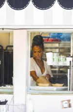 Pregnant CHRISTINA MILIAN at Beignet Box Food Truck in Los Angeles 08/10/2019