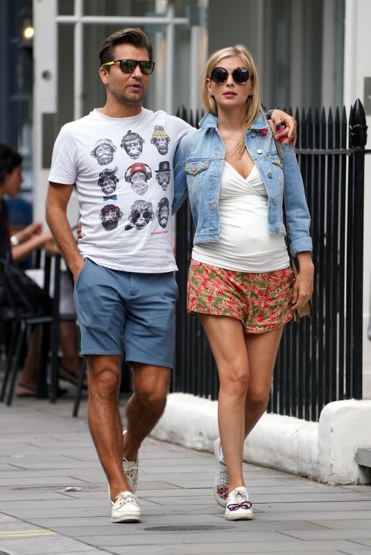 Pregnant RACHEL RILEY and Pasha Kovalev Out for Lunch in Marylebone in London 08/08/2019