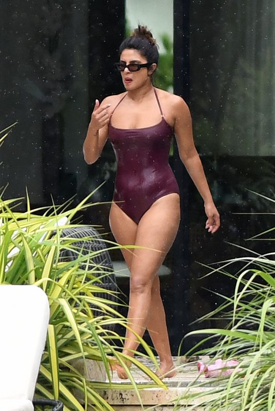 PRIYANKA CHOPRA in Swimsuit on Vacation in Miami 07/03/2019