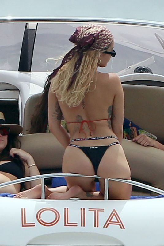 RITA ORA in Bikini at a Boat on Vacation in Ibiza 08/07/2019