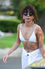 SARAH HYLAND in Bikini Top Leaves a Party in Los Angeles 08/25/2019