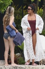SOPHIE TURNER and PRIYANKA CHOPRA in Swimwear at a Pool in Miami 08/03/2019