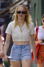 SOPHIE TURNER in Denim Shorts Out in New York 08/20/2019