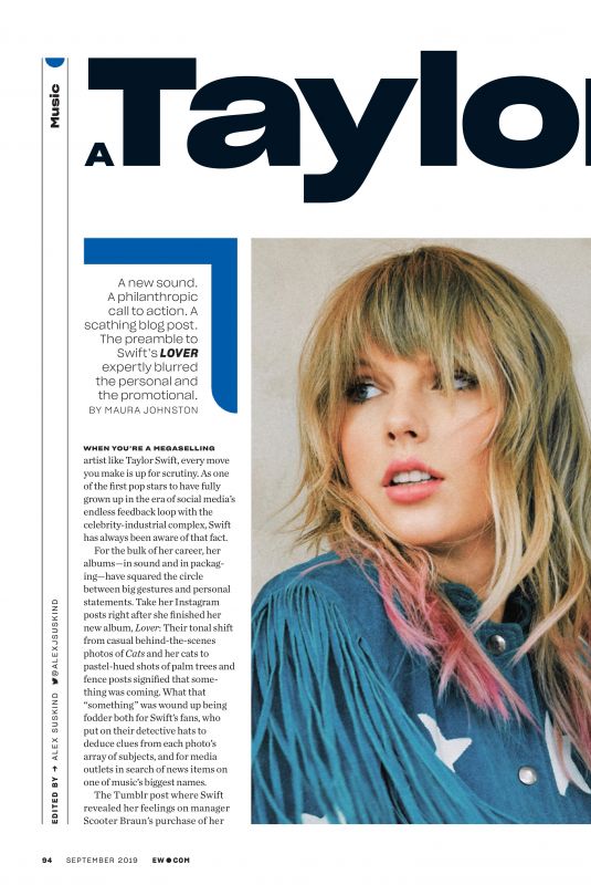 TAYLOR SWIFT in Entertainment Weekly, September 2019