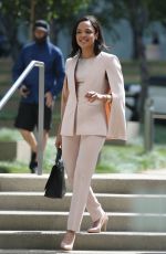 TESSA THOMPSON on the Set of Westworld in Los Angeles 08/08/2019