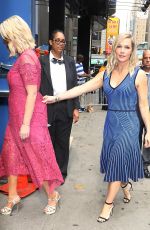 TORI SPELLING and JENNIE GARTH Arrives at Strahan & Sara Show in New York 08/06/2019