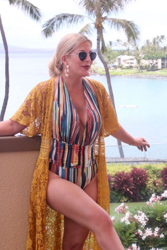TORI SPELLING in Swimsuit on Vacation in Hawaii 08/27/2019
