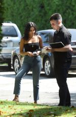VANESSA HUDGENS Signs Off on a New Tesla Delivered to Her in Los Angeles 07/30/2019
